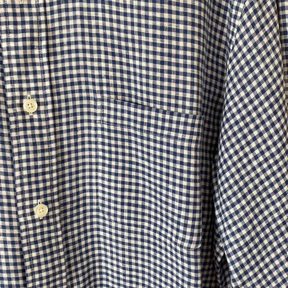 Brooks Brothers Regent Fit Men’s Shirt L 100%Linen White&Blue Plaid ButtonDown - Picture 9 of 9